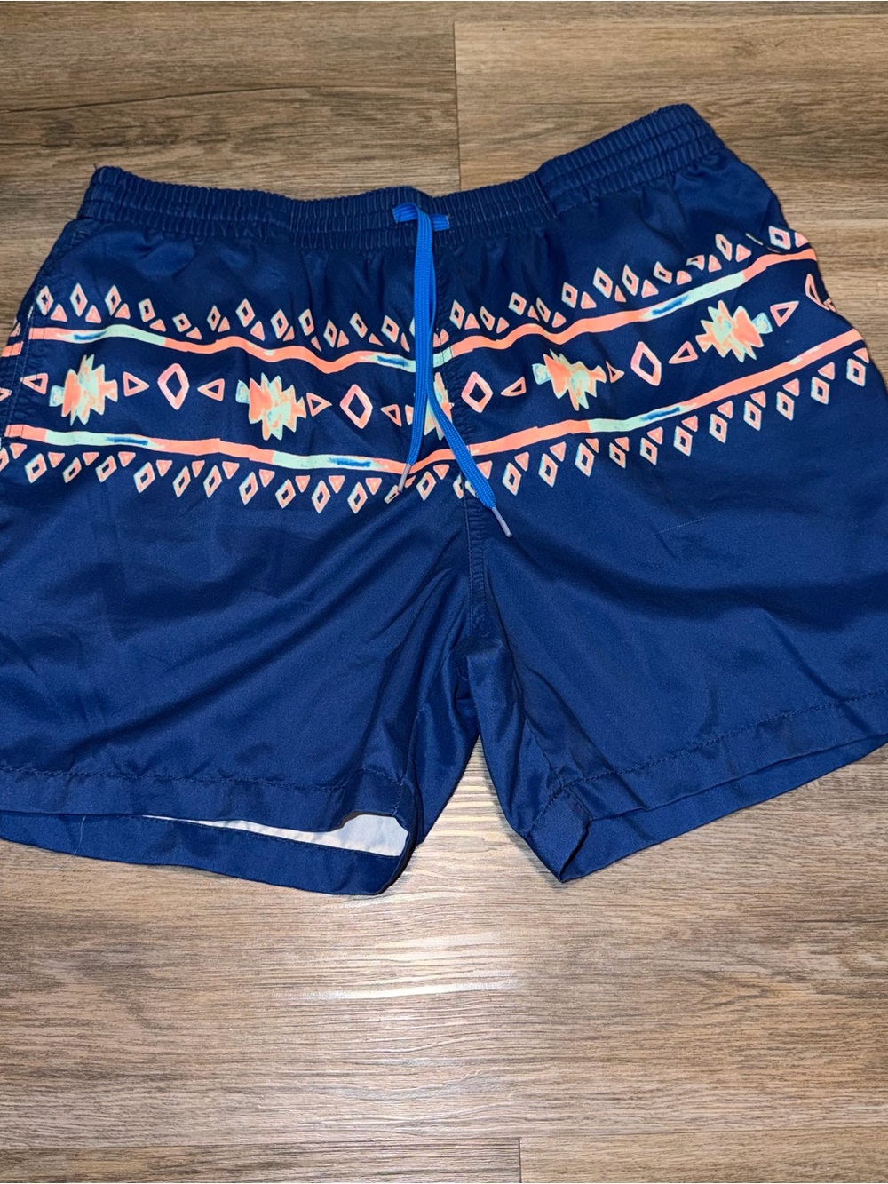 Chubbies Swim Trunks Mens XLarge Blue Aztec Geometric Lined Shorts Beach Summer